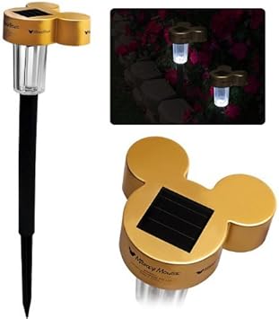Amazon Disney ディズニー ミッキーマウス Led ソーラーガーデンライト 2pセット ゴールド ブラック 暗くなるとセンサーで自動点灯 防災グッズとしてもオススメ エコ 庭 植木 ガーデニング 玄関先に ガーデンオーナメント 置物