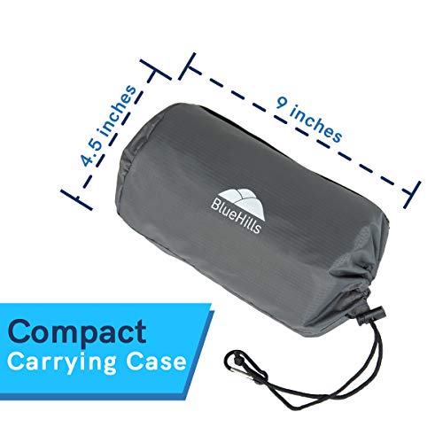 BlueHills Ultra Compact Travel Blanket Pillow in Portable Bag Case with Hand Luggage Belt & Backpack Clip Premium Cozy Soft Compact Pack Large Blanket for Airplane Flight Layover Grey - Gray C002