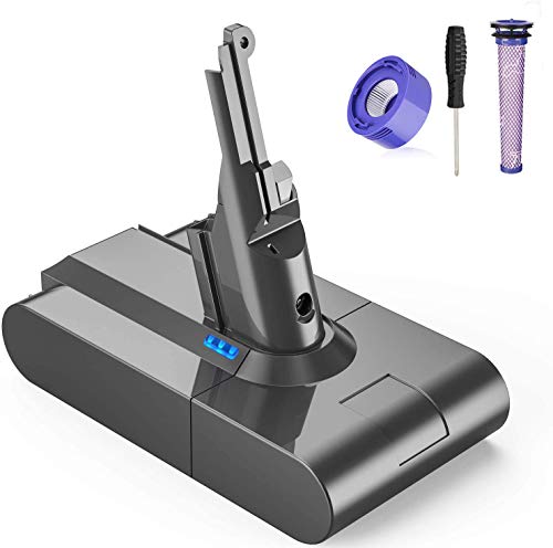FLYLINKTECH V8 Battery Replacement [6000mAh] for V8 Animal/Absolute/Motorhead/Fluffy/SV10 Handheld Cordless Vacuum Cleaner with Dyson Pre-Filters
