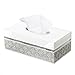 Creative Scents Mirror Damask Square Tissue Box Cover, with Decorative Bathroom Tissues Paper Napkin Holder, (Gray & White)
