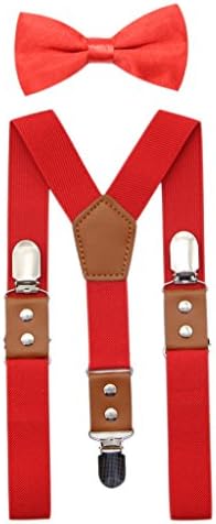 Suspender & Bowtie Set For Men & Boys Durable Clips & High End PU Leather