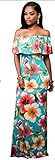 Elegant Vintage Flowers Off Shoulder Ruffle Plain Bodycon Long Party Maxi Dress
