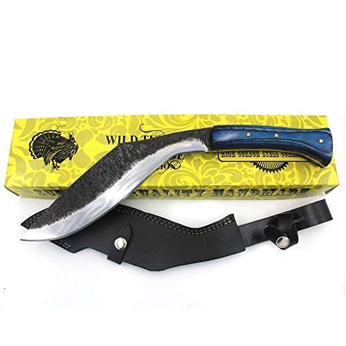 Wild Turkey Handmade 15.25'' Fixed Blade Kukri Hunting Knife w/Leather
