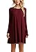 Women's Plain Cute Simple Tshirt Dress (L, Burgundy)
