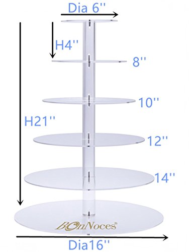 image for BonNoces 6-Tier Round Acrylic Cupcake Stand Dessert Display Holders Cu