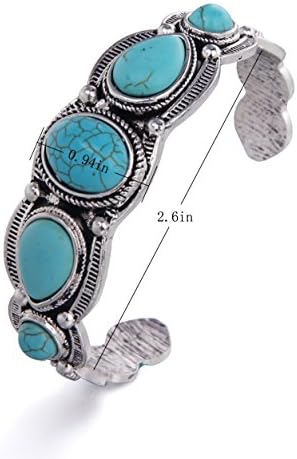 EBOETA Vintage Turquoise Wide Open Ended Cuff Bangle Bracelet Women Jewelry