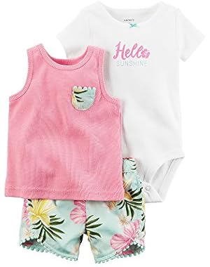 Baby Girls' 3-Piece Tank Set With Printed Shorts