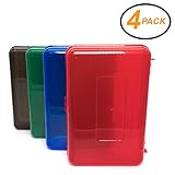 Emraw Pencil Box - Multipurpose Utility Box Pencil case Plastic Pencil Boxes for School Multi Function Pen Box Small Pencil Box, Long-Lasting Hard Plastic Pencil Boxes (Random 4-Pack)
