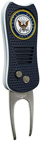 Team Golf Military Navy Switchblade Divot Tool with Double-Sided Magnetic Ball Marker, Features Patented Single Prong Design, Causes Less Damage to Greens, Switchblade Mechanism Team Golf Military Navy Switchblade Divot Tool with Double-Sided Magnetic Ball Marker, Features Patented Single Prong Design, Causes Less Damage to Greens, Switchblade Mechanism