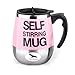 FREEHAWK® Hot Sale Novelty Automatic Electric Stirring Coffee Mug Double Layer Stainless Steel Self Stirring Auto Coffee Mugs Self Mixing Cup for Morning, Office, Travelling in Pink (450ml/15.2oz)
