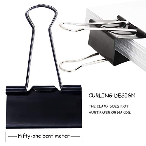 42 Pcs 2 Inch/51mm Binder Clips Paper Clamps Paper Binder Clips Metal Fold Back Clips with 2 Inch Paper Clips for Office, School and Home Supplies, Black