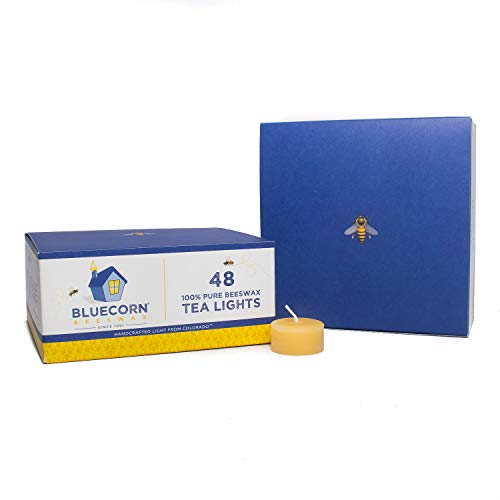 Bluecorn Beeswax 100% Pure Beeswax Tea Light Refills (no Cup) (Raw, 48 case)