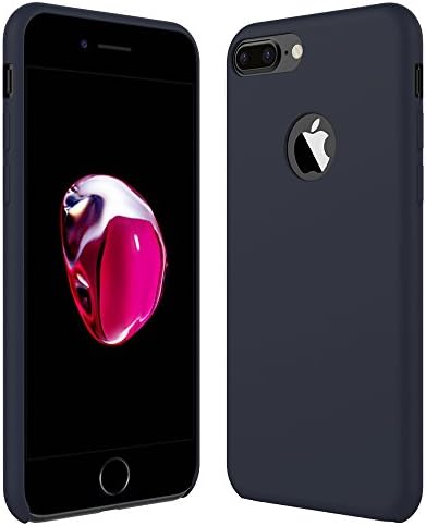 iPhone 7 Plus Case, PENJOY Premium Liquid Silicone Gel Rubber Slim Fit Soft Shockproof Protective Case with Microfiber Cloth Lining Cushion for Apple iPhone 7 Plus 5.5 inch (2016), Dark Blue