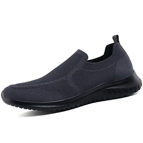 konhill Men's Breathable Walking Shoes Tennis Casual Slip on Athletic Sneakers 7.5 US Gray