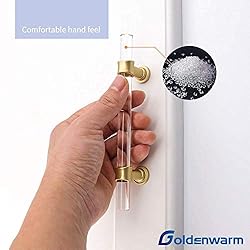 goldenwarm 5 Pack Crystal Drawer Knobs Gold Cabinet