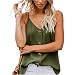 BAODANstore Womens Button Down V Neck Tank Tops Loose Casual Vest Spring Summer Sleeveless Shirts Blouses (M, Dark Green)