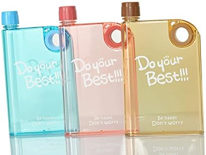 Vastrang Sarees Plastic Slim Notebook Portable Water Bottle , 380 ml, Colour May Vary