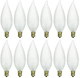 Pack of 12 40 Watt CFF Candelabra Base Frosted Flame Tip Shaped Incandescent Chandelier Light Bulb