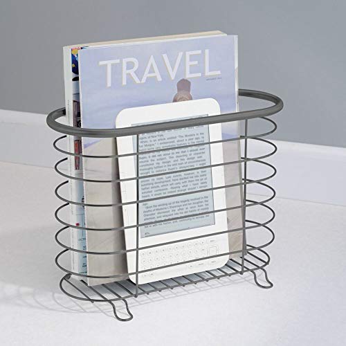 image for mDesign Decorative Metal Modern Farmhouse Magazine Holder and Organize