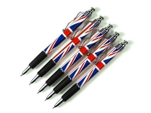 Rollerball Pens with Union Jack Design, Set of 5 Pens, London Souvenir Collectable - LONPEN004