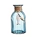 V-More Light Blue Flower Bud Vase Jute Rope Fish Glass Bottle Ribbed Design 5.5-inch Tall Home Decor Wedding Party Celebration (Set of 3)