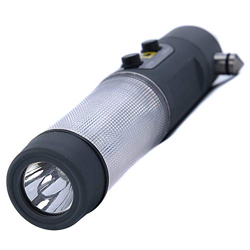 AA 3-in-1 Emergency Flashing Beacon Torch Glass Hammer Seatbelt Cutter Rescue Tool for Cars and Other Vehicles AA1306, Grey