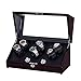 TRIPLE TREE Watch Winder, with Soft and Flexible Watch Pillows, Six Winding Spaces, Wooden Shell, Powered by Japanese Motor, Built-in Blue LED Illumination, for Automatic Watches (Wood Brown)