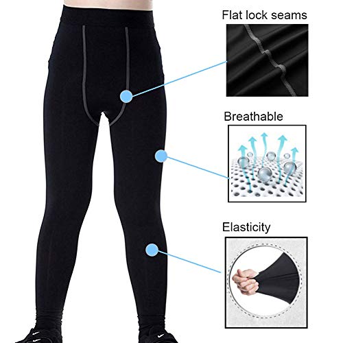 Boy's Sports Running Stretch Pants Compression Football Legging - Thumbnail 4
