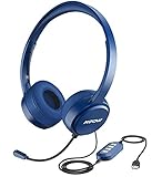 Mpow 071 USB Headset/ 3.5mm Computer Headset with Microphone Noise Cancelling, Lightweight PC Headset Wired Headphones, Business Headset for Skype, Webinar, Cell Phone, Call Center