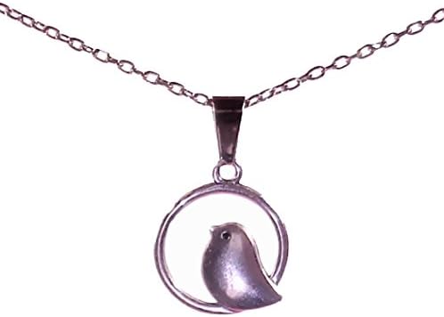 Eco Spirit Jewelry “Eco Friendly” Silver-Tone Bird Perched on Circle Pendant Necklace 17” +2” Ext