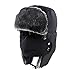KOBWA Unisex Winter Trapper Hat Ushanka Trooper Bomber Cap with Ear Flap Chin Strap Mask for Skiing/ Hunting/ Outdoor Work- Black