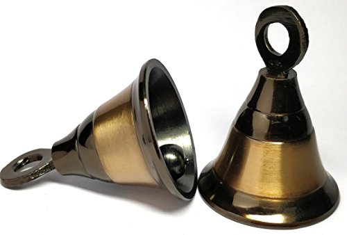 Pack of 6 Decorative Brass Bells Door Home Wedding Decor Polished Bells Nickel Champagne Gold Finish (Champagne Gold Finish) - Thumbnail 2