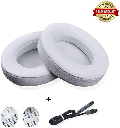 Sskjtc Beats Studio 2.0 Earpads, Ear Cusion Headphone Replacement Earpad Cups Cover for Studio 2.0 Wired / Studio 2.0 Wireless B0500/B0501 with Charging Cable (1 Pair White)