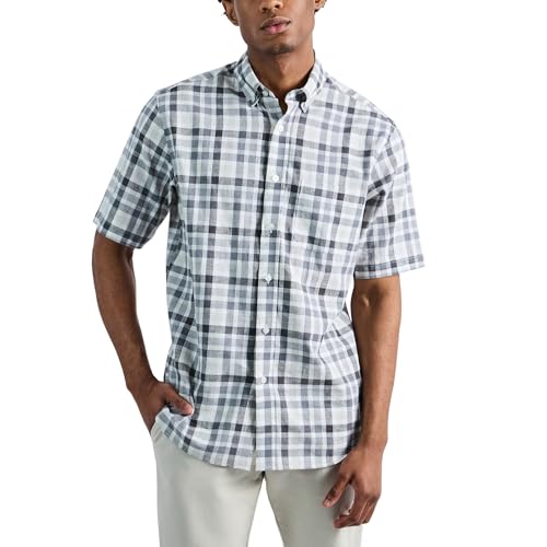 Haggar Big & Tall Men's Short Sleeve Button-Down Linen Shirt Dark Grey