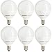 Sunlite G16.5 Light Bulb LED, 7 Watts (60W Equiv.), 500 Lumens, Dimmable, Type G Globe Shape E12 Candelabra Base, Short Bulbs, Vanity Mirror Bulbs, Energy Star, 2700K Soft White, Frosted, 6 Count