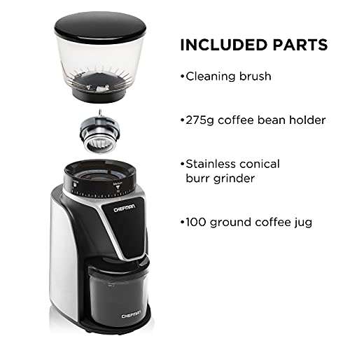 Chefman Conical Burr Coffee Grinder, Create The Boldest & Most