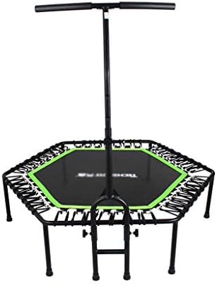 Indoor Trampolines Trampoline Elastic Fitness Trampoline Super Jump Training Mini Trampoline Professional with Handle Elastic Cord,High load bearing (Color : Green, Size : 85-95cm)
