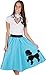 1950s Turquoise Poodle Skirt for Women with Musical Note Printed Scarf | Turquoise Girls Sock Hop Skirt | One Size for Teen and Adult | Halloween Women 50s Costume