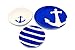 Camco Blue and White Nautical Design 12 Piece Dishware Set- Includes Marine Style Plates and Bowls | Perfect Boating, Sailing, Fishing, The Beach and More | Melamine Material -(41951)