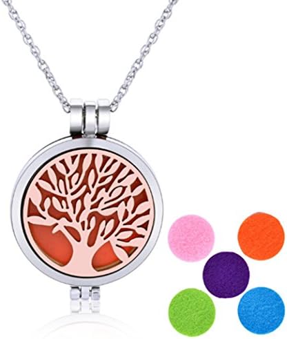 Icemaris Aromatherapy Essential Oil Diffuser Necklace Luminous Life Tree Mosquito Necklace (Ancient red copper)