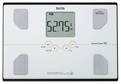 TANITA [weight 50g unit display] & [equipped people to "Pita function ride" shed and somewhere south the riding] body composition meter inner scan 50 Pearl White BC-313-WH