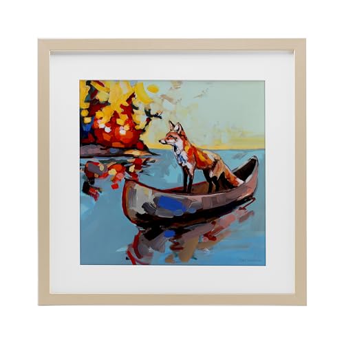Stupell Industries Fox's Voyage on Canoe Black Framed Print Under Glass, design…