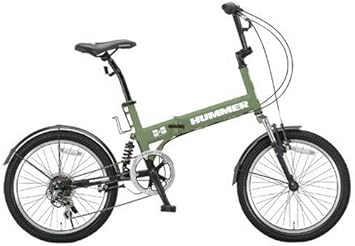Amazon Hummer ハマー 折りたたみ自転車 インチ Fdb6 シマノ6段変速 Wサスペンション 前後フェンダー Vブレーキ ボトルゲージ リフレクター標準装備 マットグリーン ハマー Hummer 折りたたみ自転車