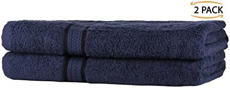 SweetNeedle 2 Pack Bath Sheet Towels Set Navy Blue, (90 x 150 cm) - 600 GSM 100% Ring Spun Double Terry Cotton Pile, Ultra Soft, Hotel Quality, Highly Absorbent for Bathroom, Shower, Beach & Daily Use