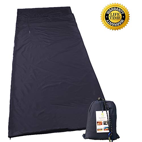 HZJY Sleeping Bag Liner -Compact,Lightweight, Dirt-Proof,Soft Camping Sheet Sleep Sack Best Sleeping Sheet for Outdoor Travel Hiking, Camping, Backpacking, Hotel, Business Trip with Carabiner