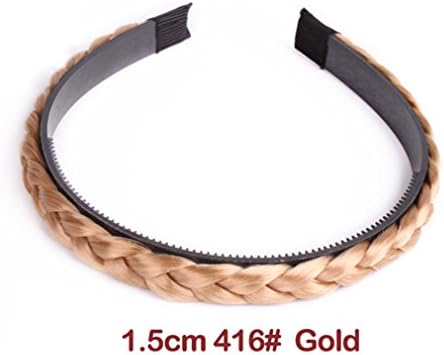 Demana Plastic Hairbands Synthetic Braided Plaited Hair Extensions Hair Bands Headband For Girl Women (Gold)