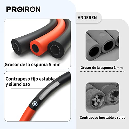 PROIRON Weighted Hula Hoop 0.95/1.2/1.8kg, Fitness Hula Hoop with Size 73-98cm Adjustable, Hula Hoop for Adults and Children