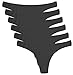 ELACUCOS 6 Pack Women's Thongs Cotton Breathable Panties Bikini Underwear Black X-Large