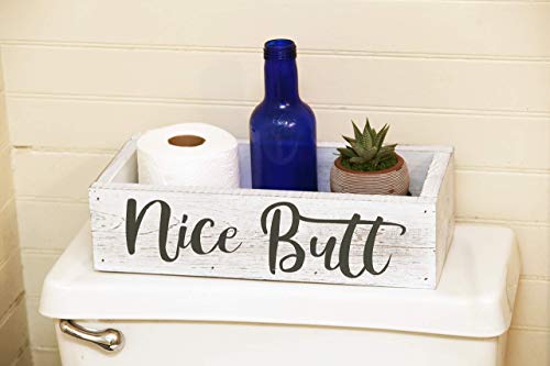 Nice Butt Bathroom Decor Box - Toilet Paper Holder - Farmhouse White Rustic!