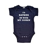 Apericots Adorable Cute I'd Rather Be With My Cousin Short Sleeve Baby Bodysuit